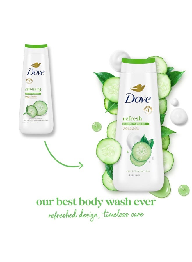 دوف غسول الجسم دوف المنعش بالخيار والشاي الأخضر لبشرة ناعمة وملساء، يرطب ويغذي بقطرات ترطيب دقيقة، خالٍ من الكبريتات والبارابين، نباتي، 591 مل - Image 2